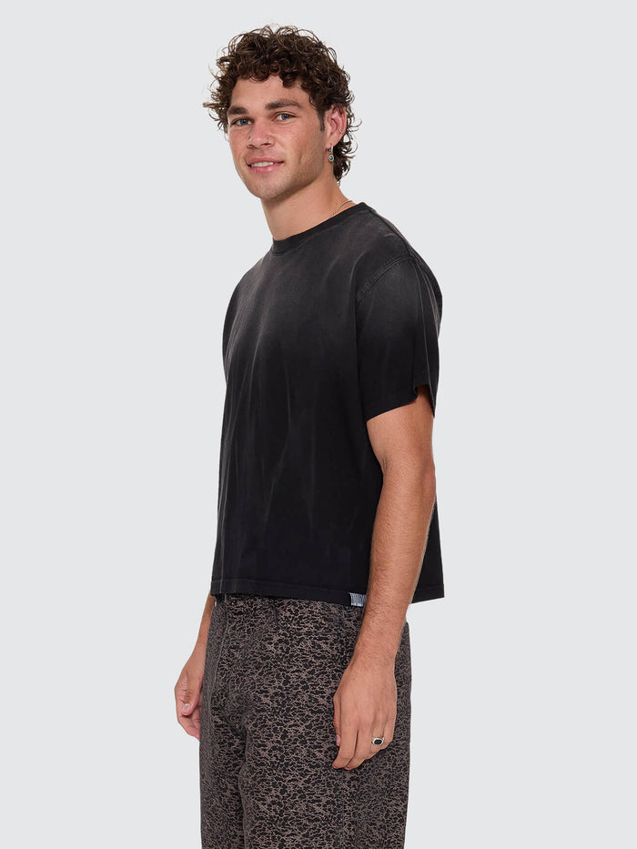 Natural Occurrence Merch Fit Cropped Tee - Dark Faded Splatter Black XS