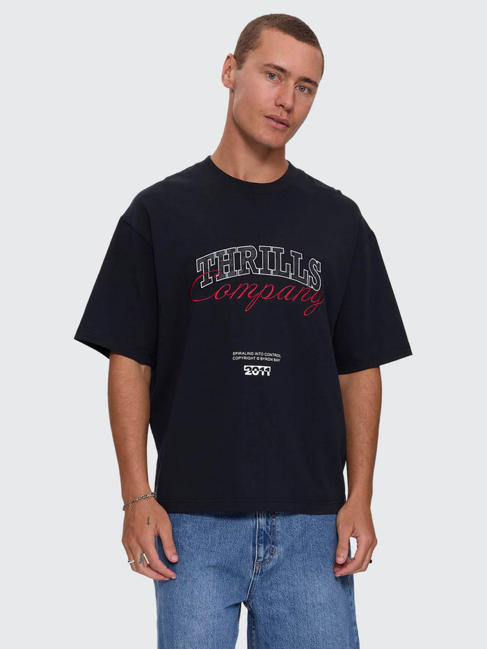 Spiraling Box Crop Tee - Washed Black XS