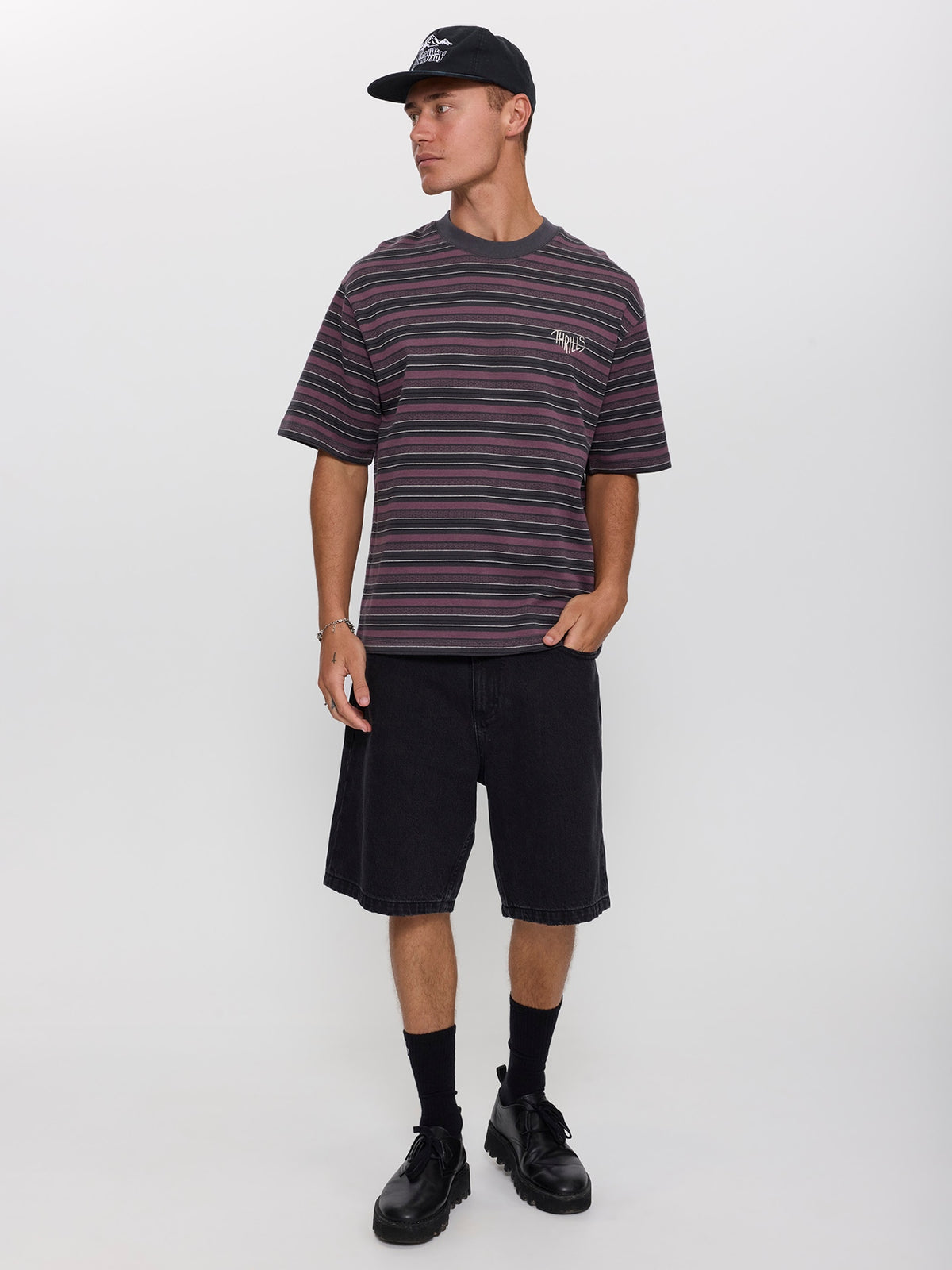 No Clue Stripe Box Crop Tee - Nirvana Stripe XXS