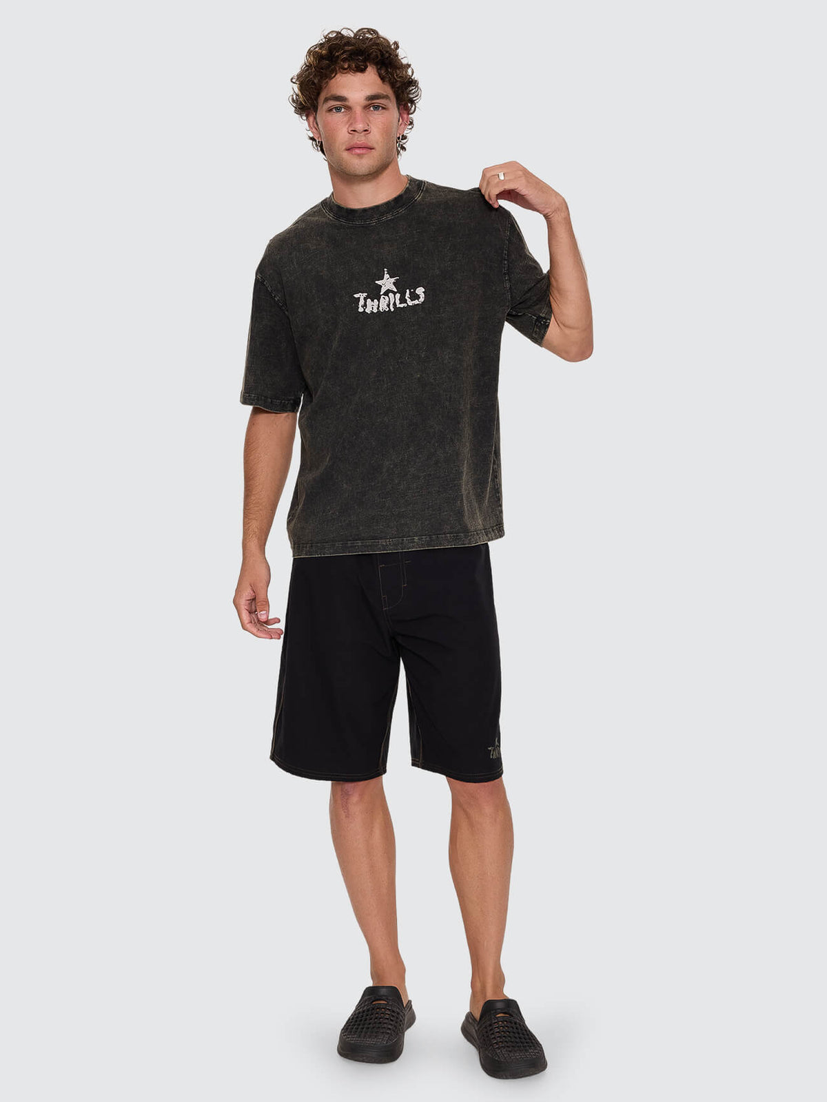 New Ways Of Living Box Crop Tee - Overdye Tarmac XS