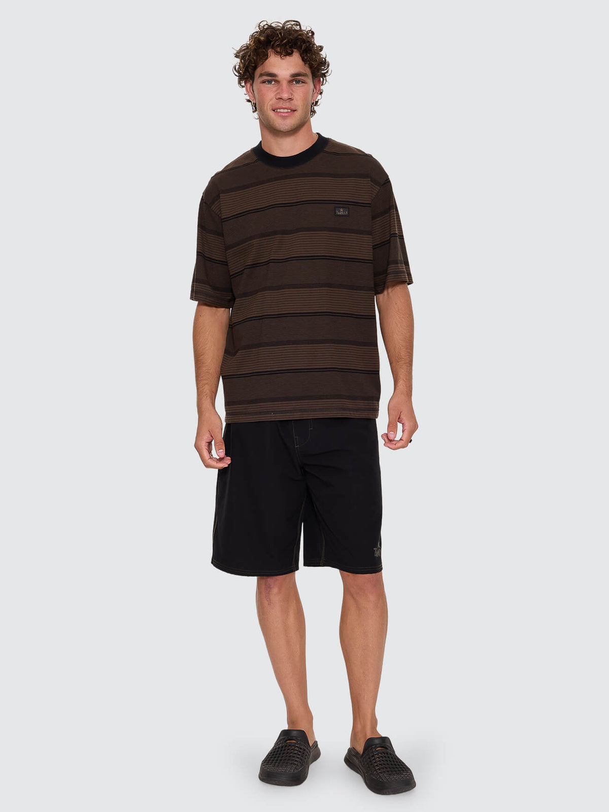 New Ways Of Living Merch Fit Stripe Tee - Tarmac XS