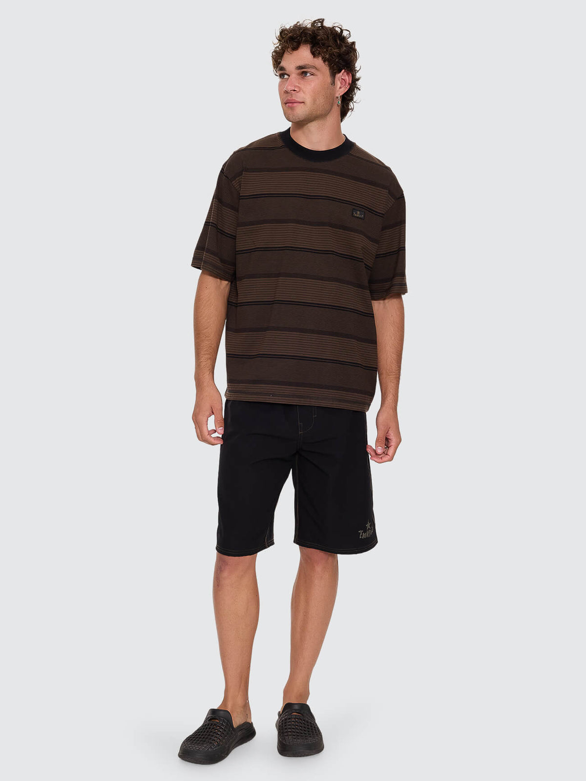 New Ways Of Living Merch Fit Stripe Tee - Tarmac XS