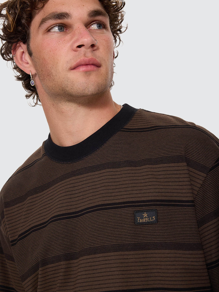 New Ways Of Living Merch Fit Stripe Tee - Tarmac XS
