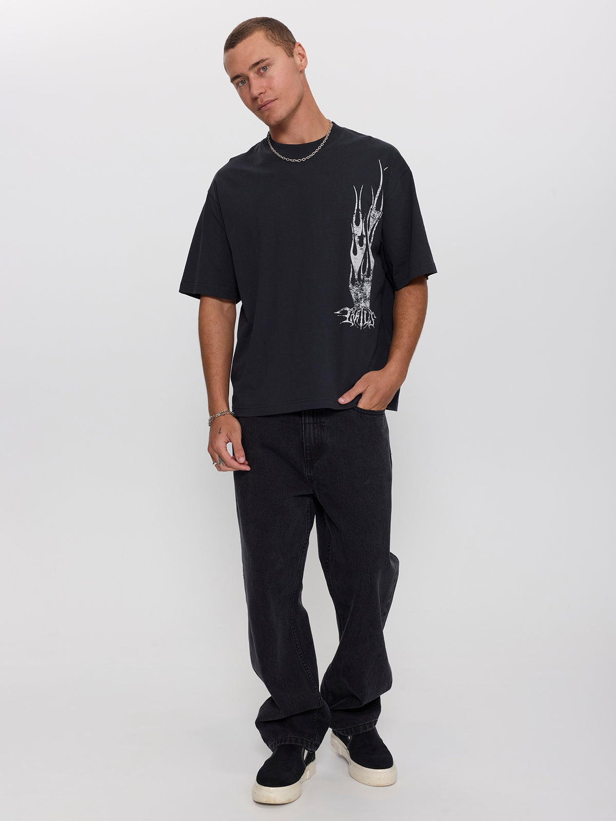 Matter of Flame Box Crop Tee - Faded Black XS