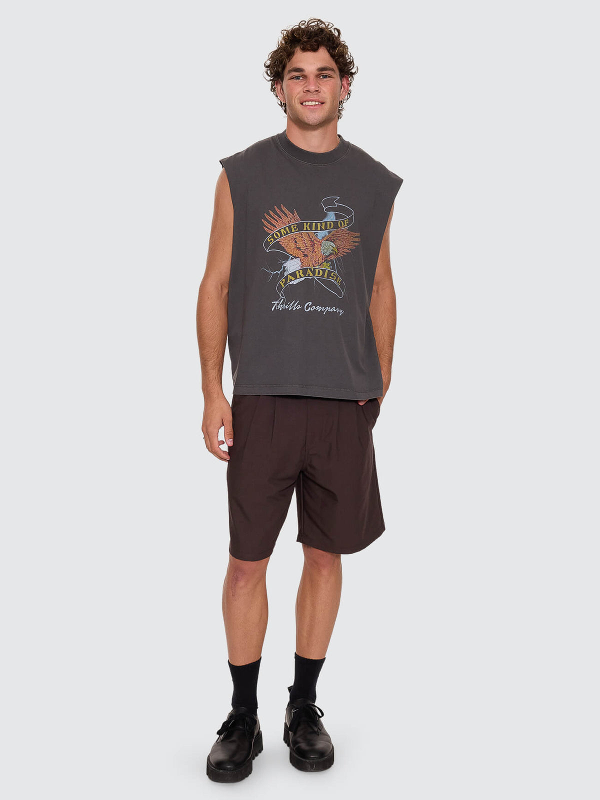 Banner of Strength Box Crop Muscle Tee - Merch Black XS