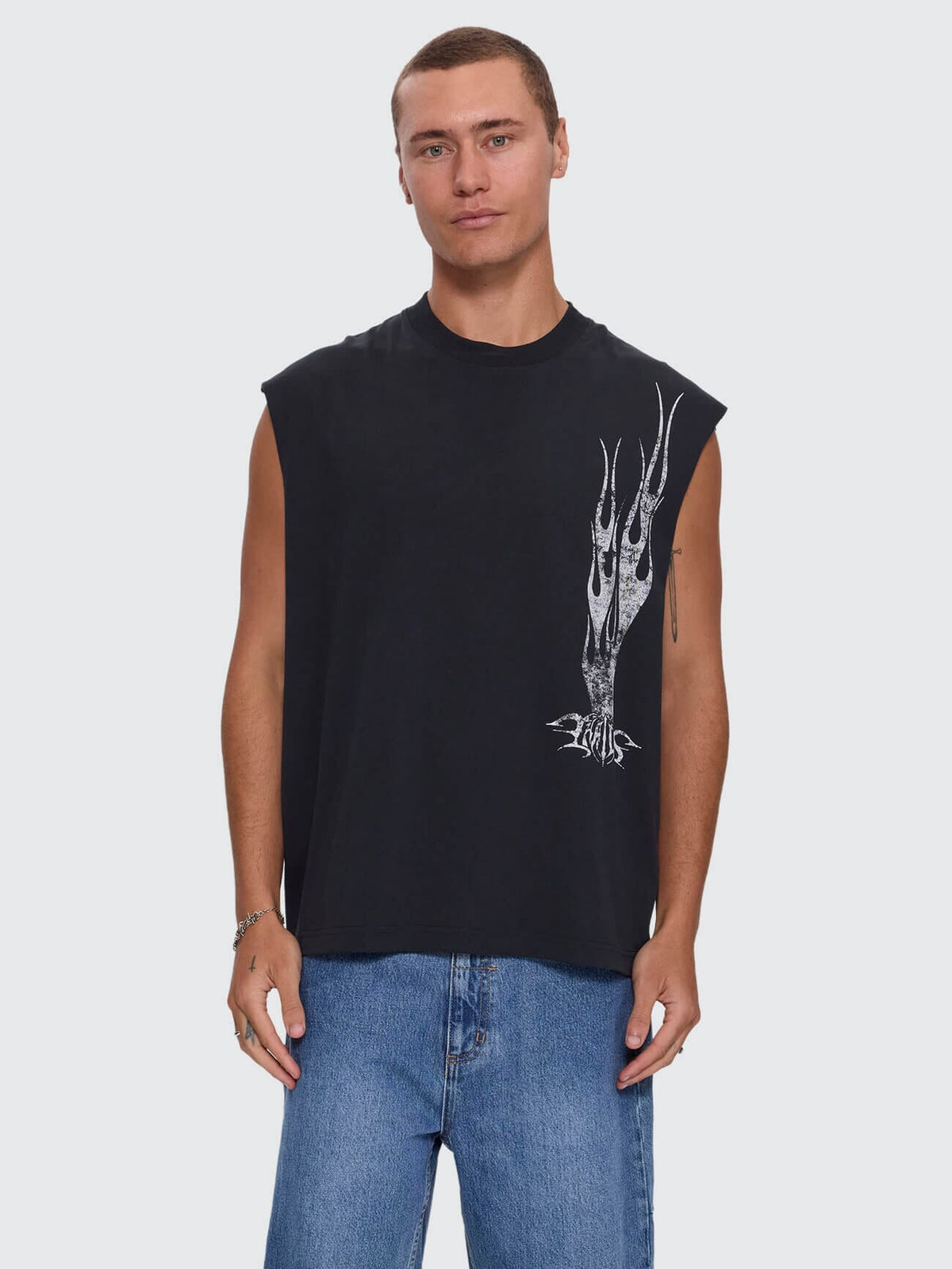 Matter of Flame Box Crop Muscle Tee - Faded Black XS