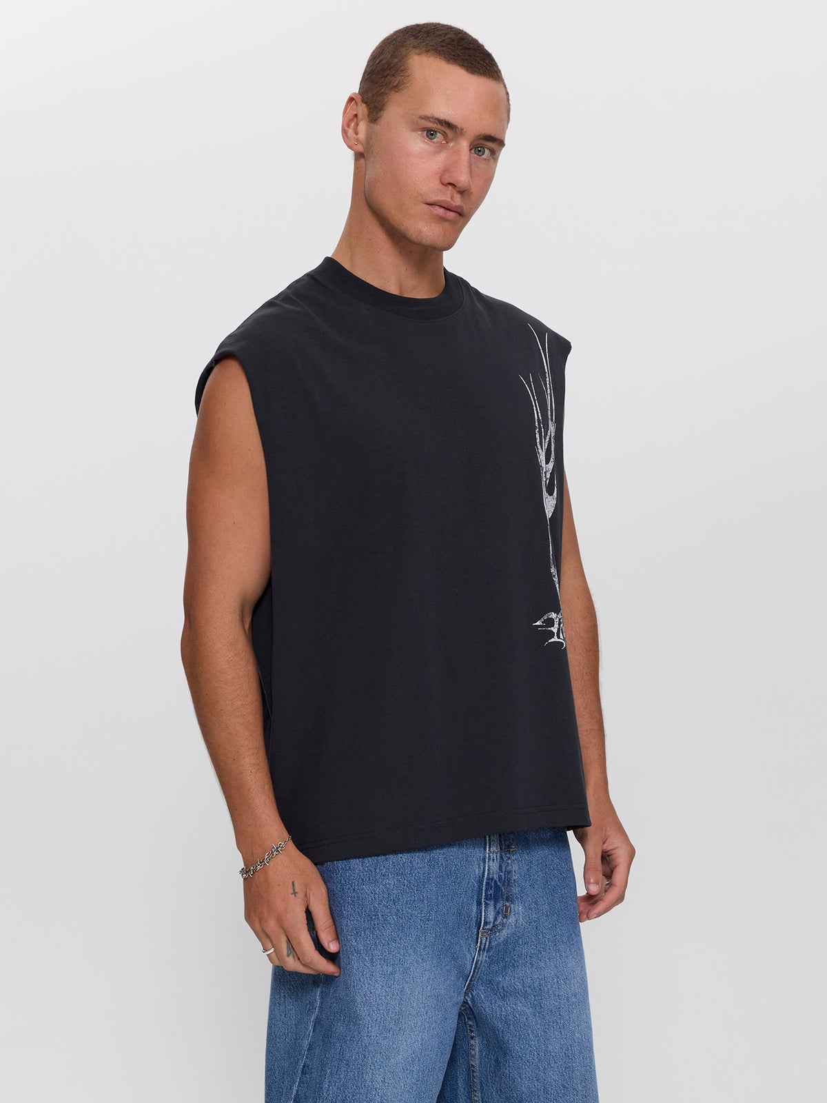 Matter of Flame Box Crop Muscle Tee - Faded Black XS