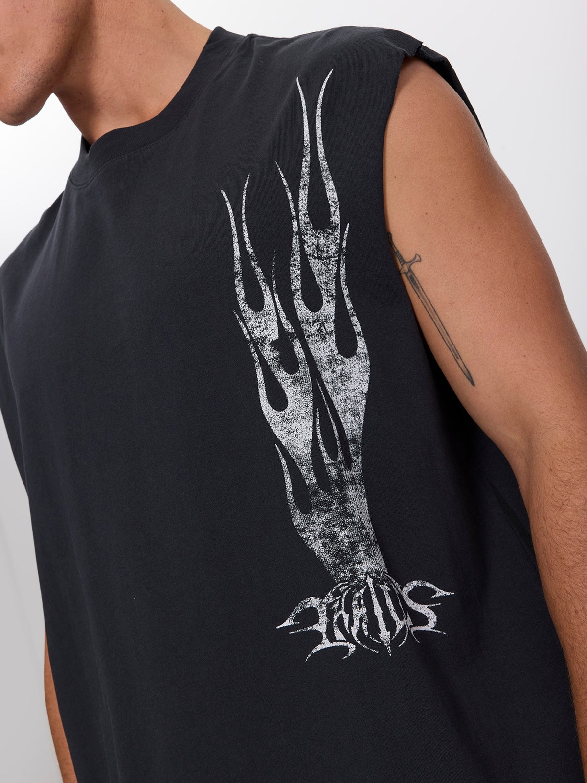 Matter of Flame Box Crop Muscle Tee - Faded Black XS