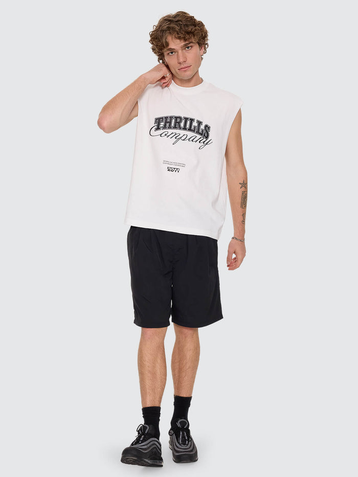 Spiraling Oversize Box Crop Muscle Tee - Dirty White XS