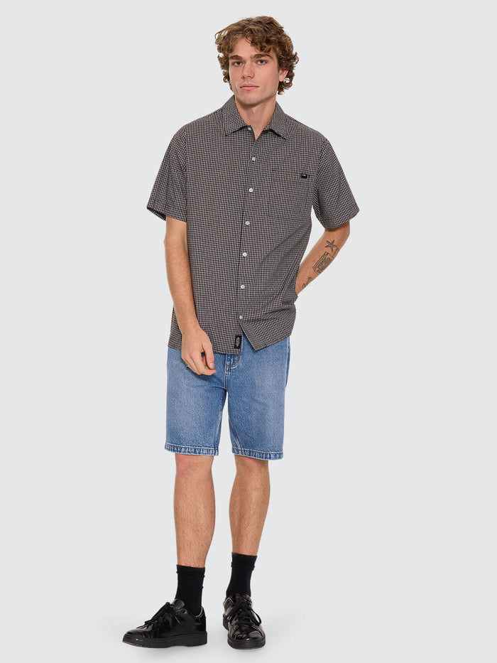Split Decision Short Sleeve Check Shirt - Postal Brown XS