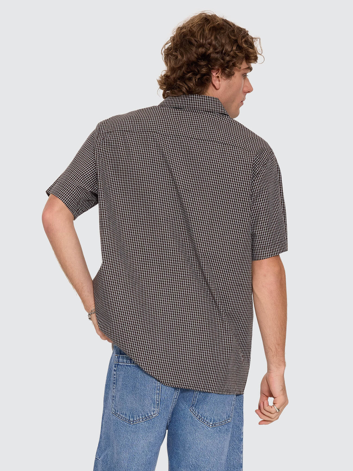 Split Decision Short Sleeve Check Shirt - Postal Brown XS