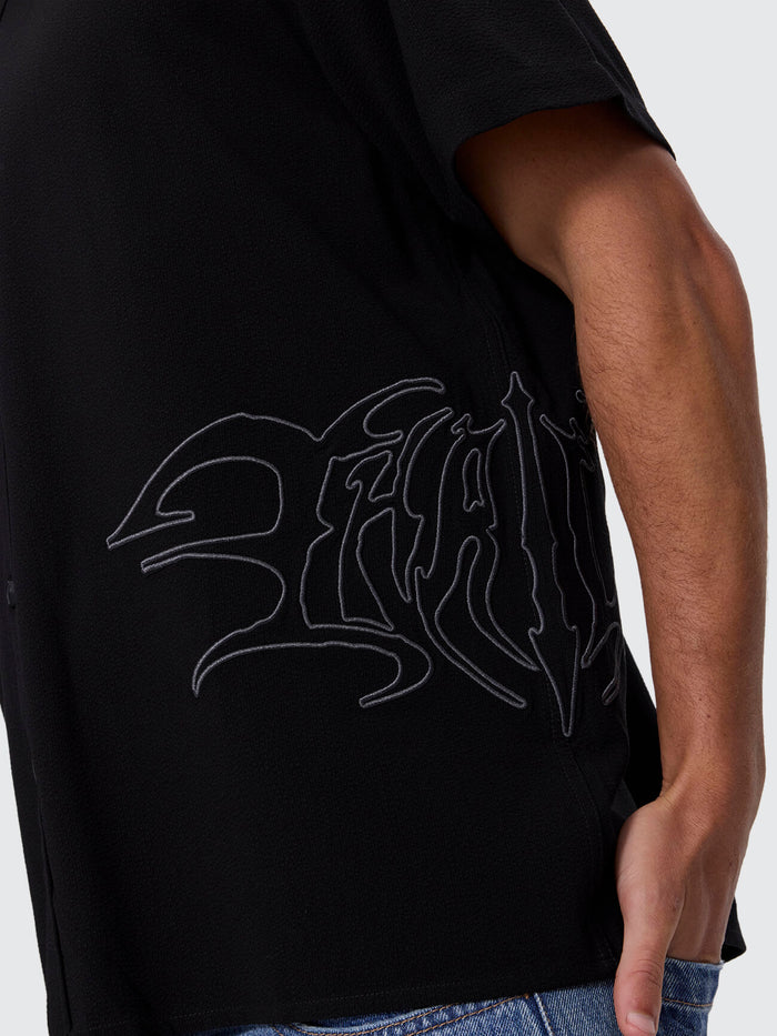 Mind Over Matter Cropped Short Sleeve Shirt - Black XXS
