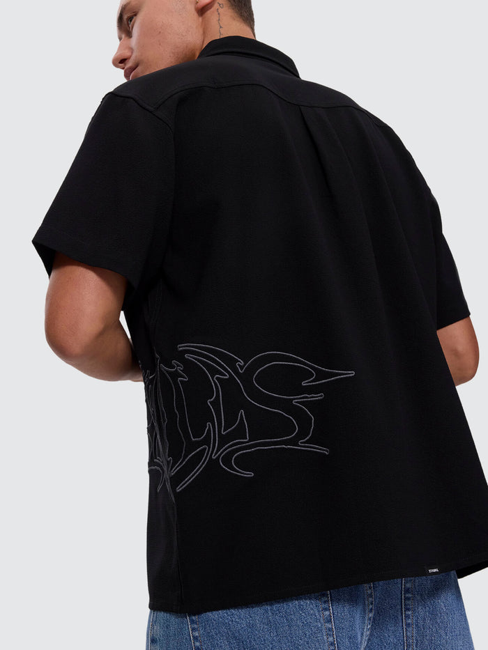 Mind Over Matter Cropped Short Sleeve Shirt - Black XXS
