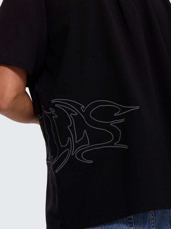 Mind Over Matter Cropped Short Sleeve Shirt - Black XXS