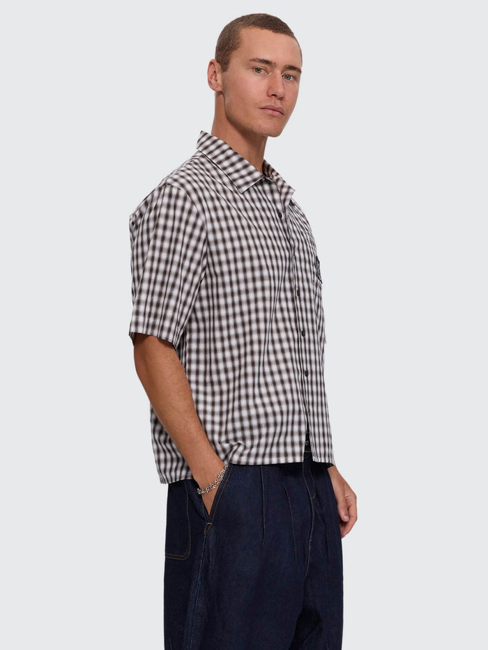 Stagger Cropped Short Sleeve Shirt - Black XS