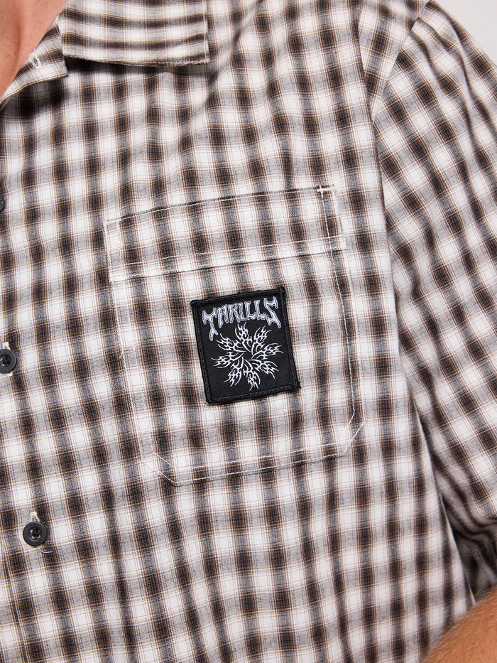 Stagger Cropped Short Sleeve Shirt - Black XS