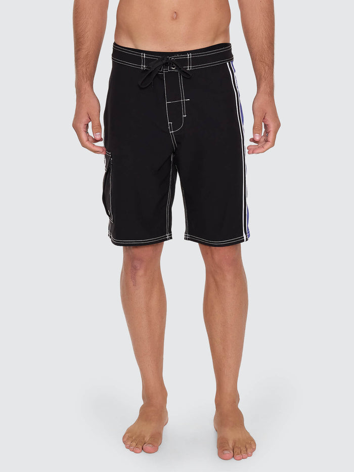 Staggered Panel Boardshort - Black - Surf the Web 26