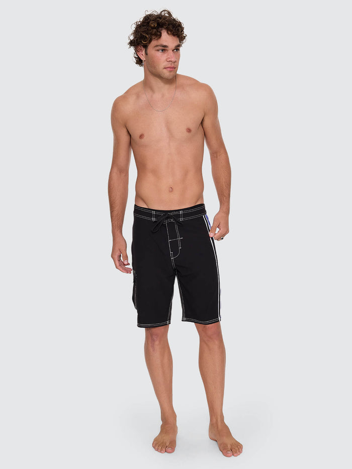 Staggered Panel Boardshort - Black - Surf the Web 26
