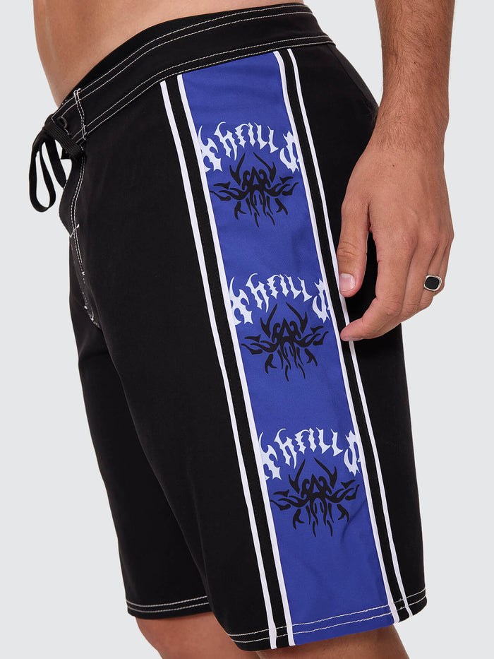 Staggered Panel Boardshort - Black - Surf the Web 26