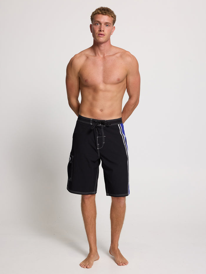 Staggered Panel Boardshort - Black - Surf the Web 26