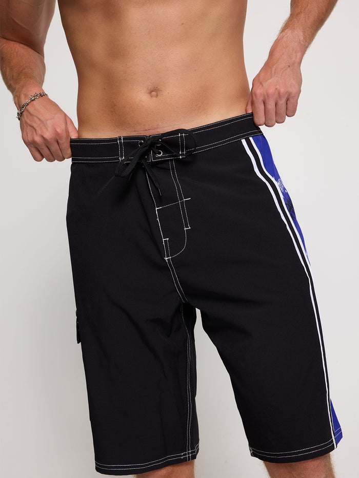 Staggered Panel Boardshort - Black - Surf the Web 26