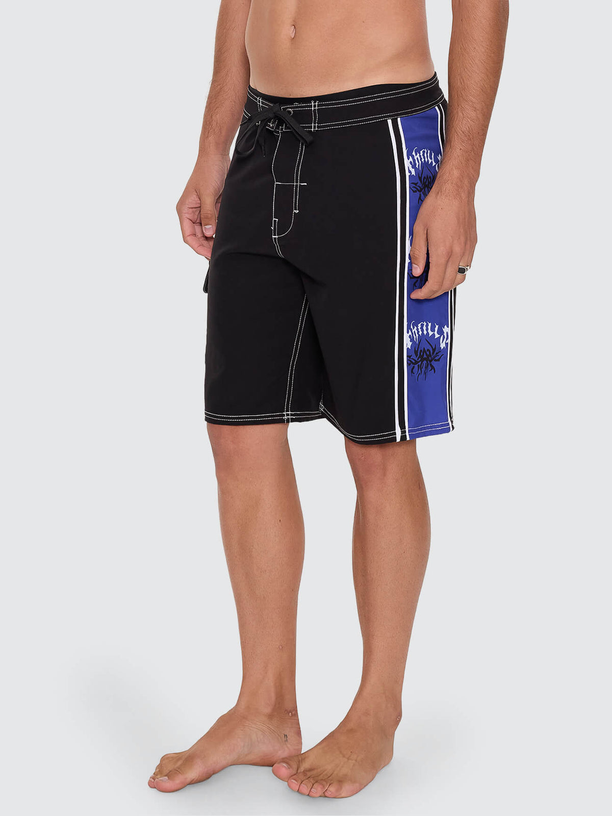Staggered Panel Boardshort - Black - Surf the Web 26