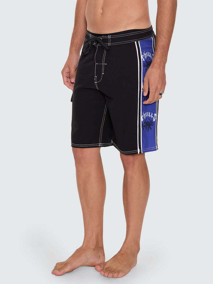 Staggered Panel Boardshort - Black - Surf the Web 26
