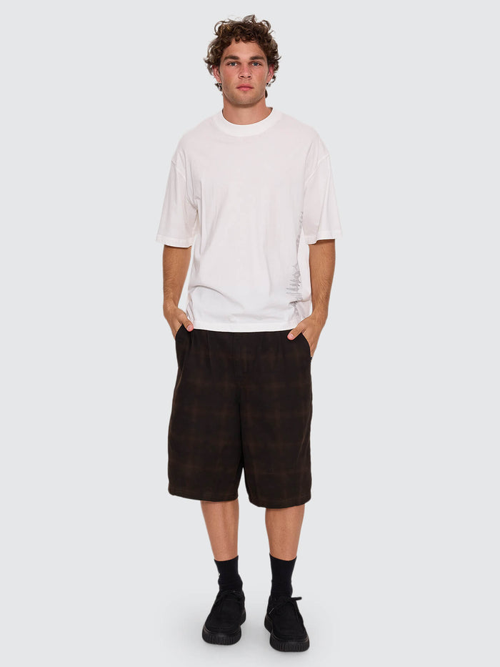 Chaos Barrel Leg Check Balloon Baggy Short - Tarmac - Black 26