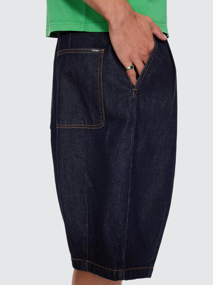 Chaos Barrel Leg Denim Balloon Baggy Short - Raw Indigo 26