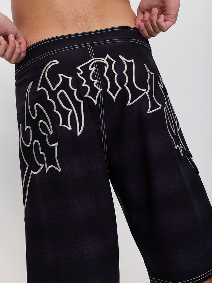 Dagger Boardshort - Black Plaid 26