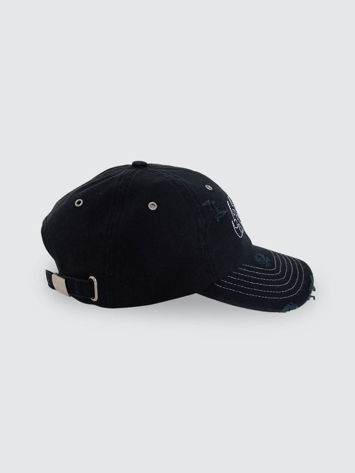 Staggered 6 Panel Cap - Black One Size