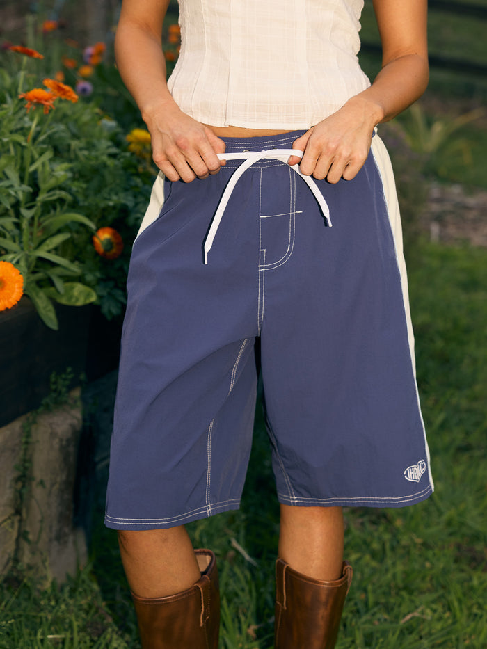 No Clue Elastic Waist Boardshort - Blue Indigo