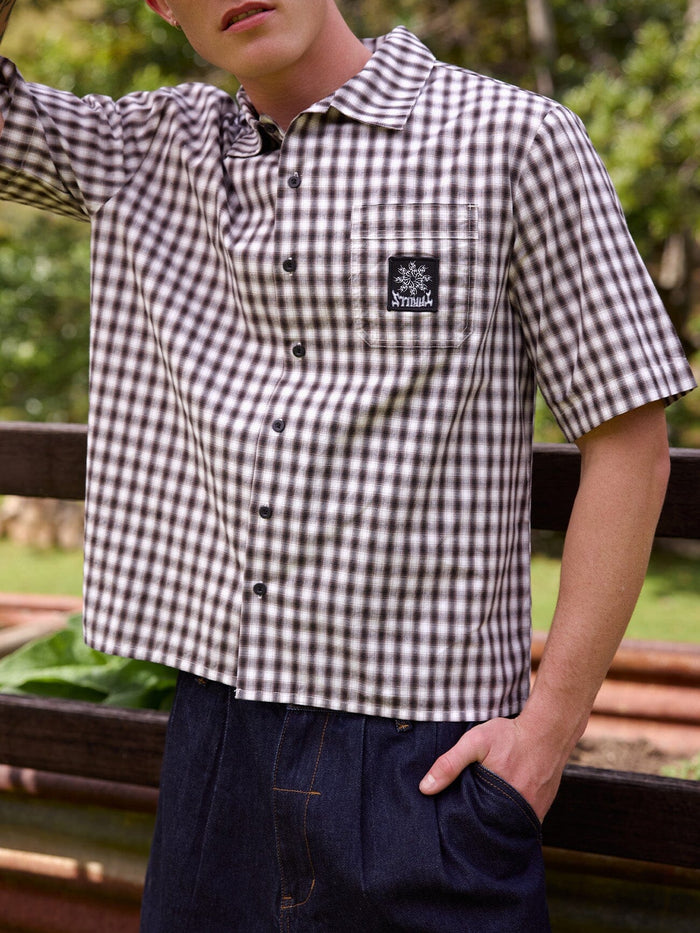 Stagger Cropped Short Sleeve Shirt - Black