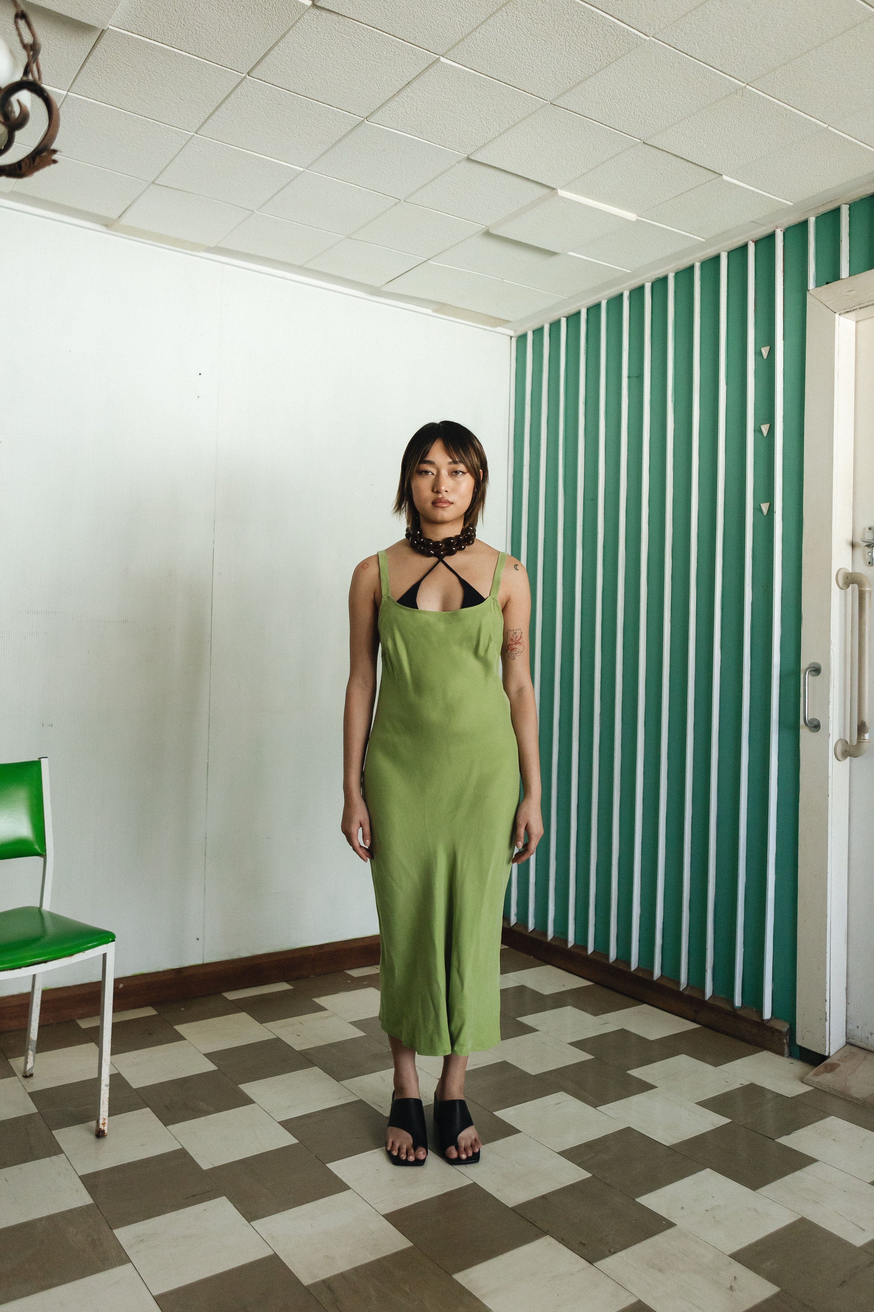 Sasha Slip Dress - Kiwi Green