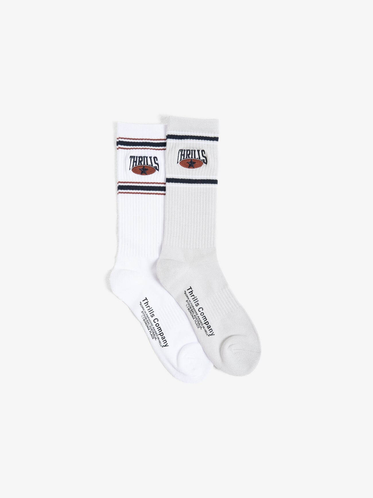 Full Ride  2 Pack Sock - White - Quiet Grey One Size