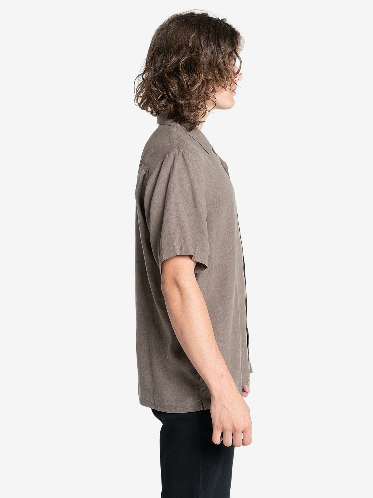 Hemp Minimal Thrills Bowling Shirt - Light Canteen XS