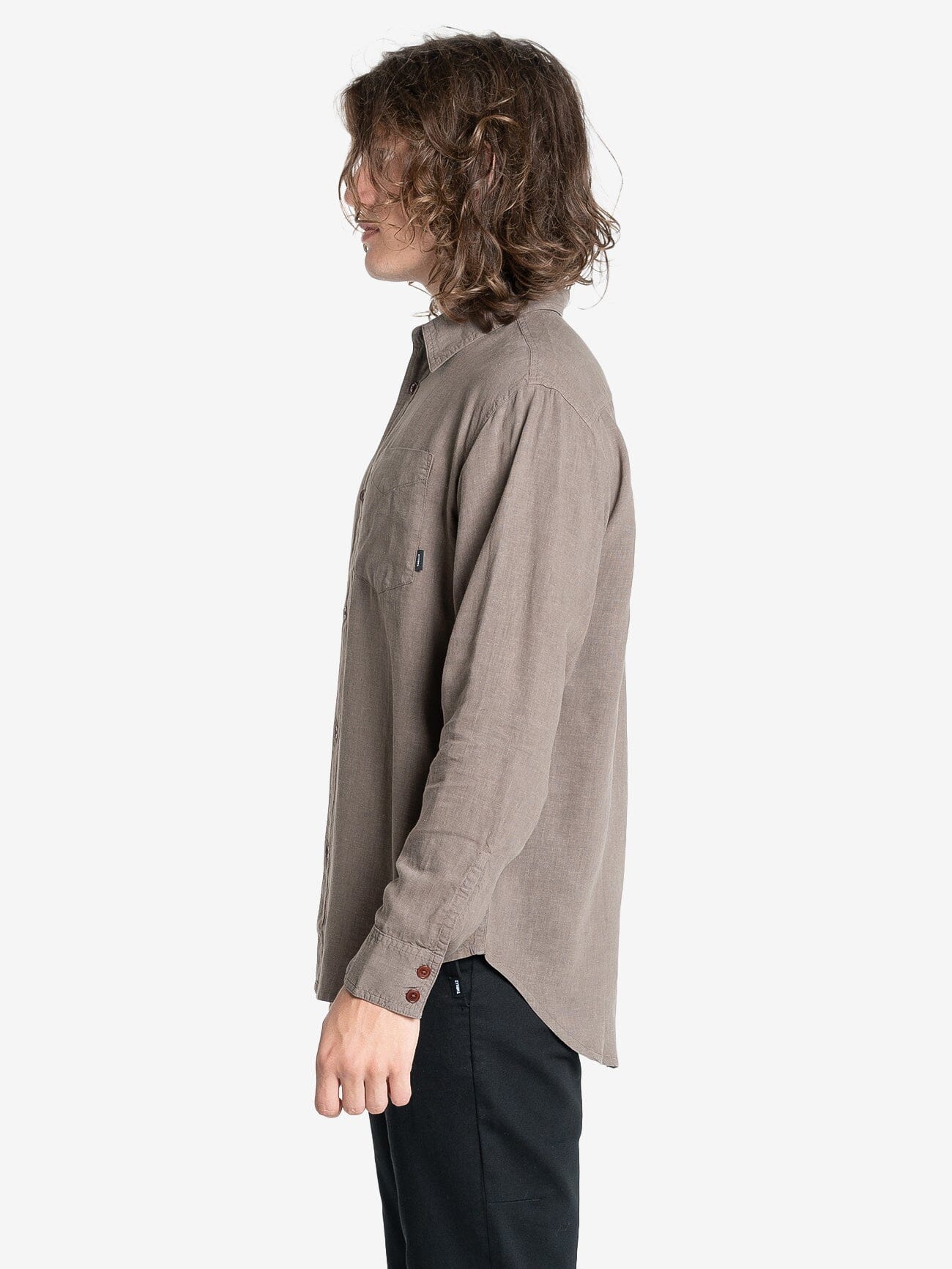 Hemp Minimal Thrills Oversize Long Sleeve Shirt - Light Canteen XS