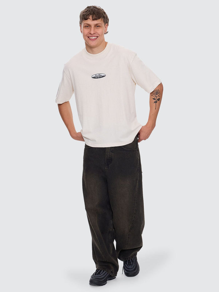 Lifted Spirits Embro Box Fit Oversize Short Tee - Unbleached XS