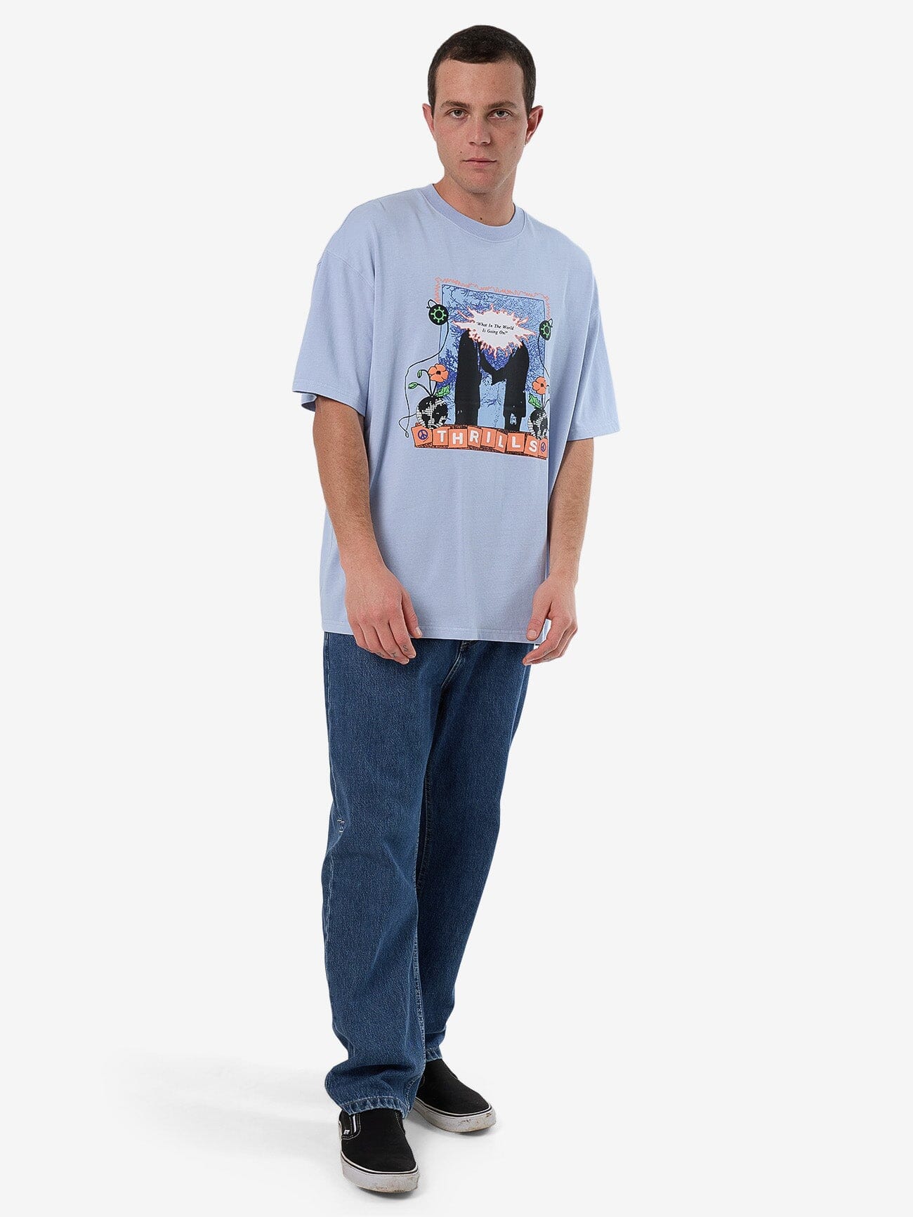 What's Really Going On Box Fit Oversize Tee - Skyway XS