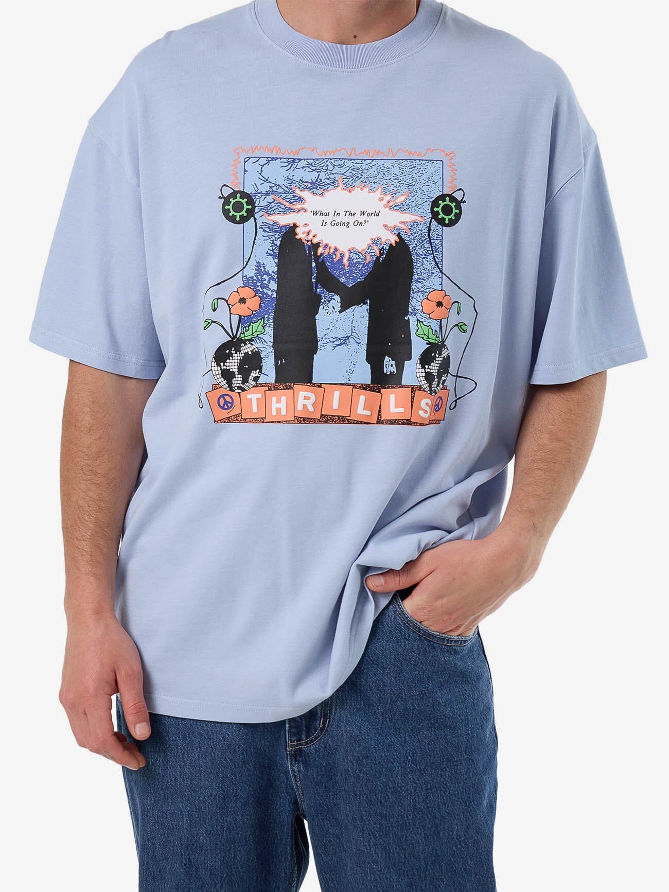 What's Really Going On Box Fit Oversize Tee - Skyway XS