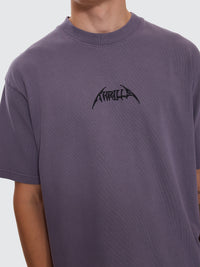Limitless Mind Embro Box Fit Cropped Tee - Purple Ash