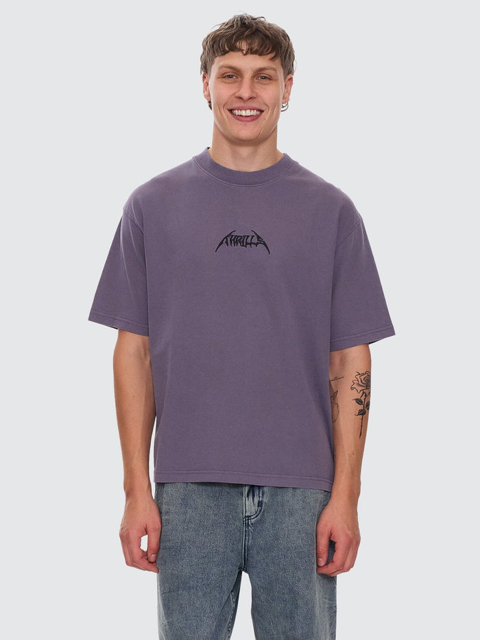 Limitless Mind Embro Box Fit Oversize Short Tee - Purple Ash XS