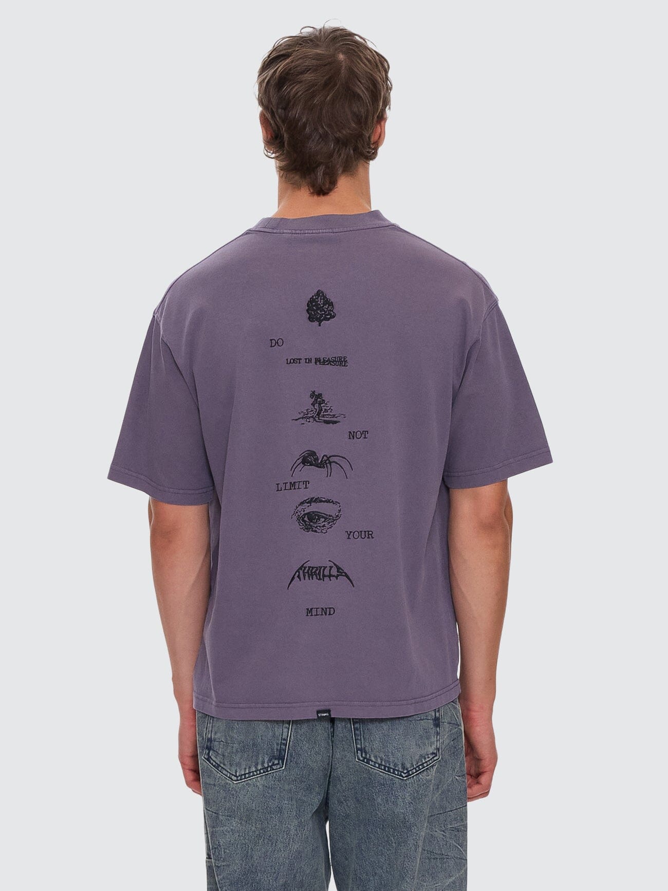 Limitless Mind Embro Box Fit Oversize Short Tee - Purple Ash XS