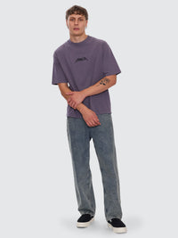 Limitless Mind Embro Box Fit Cropped Tee - Purple Ash