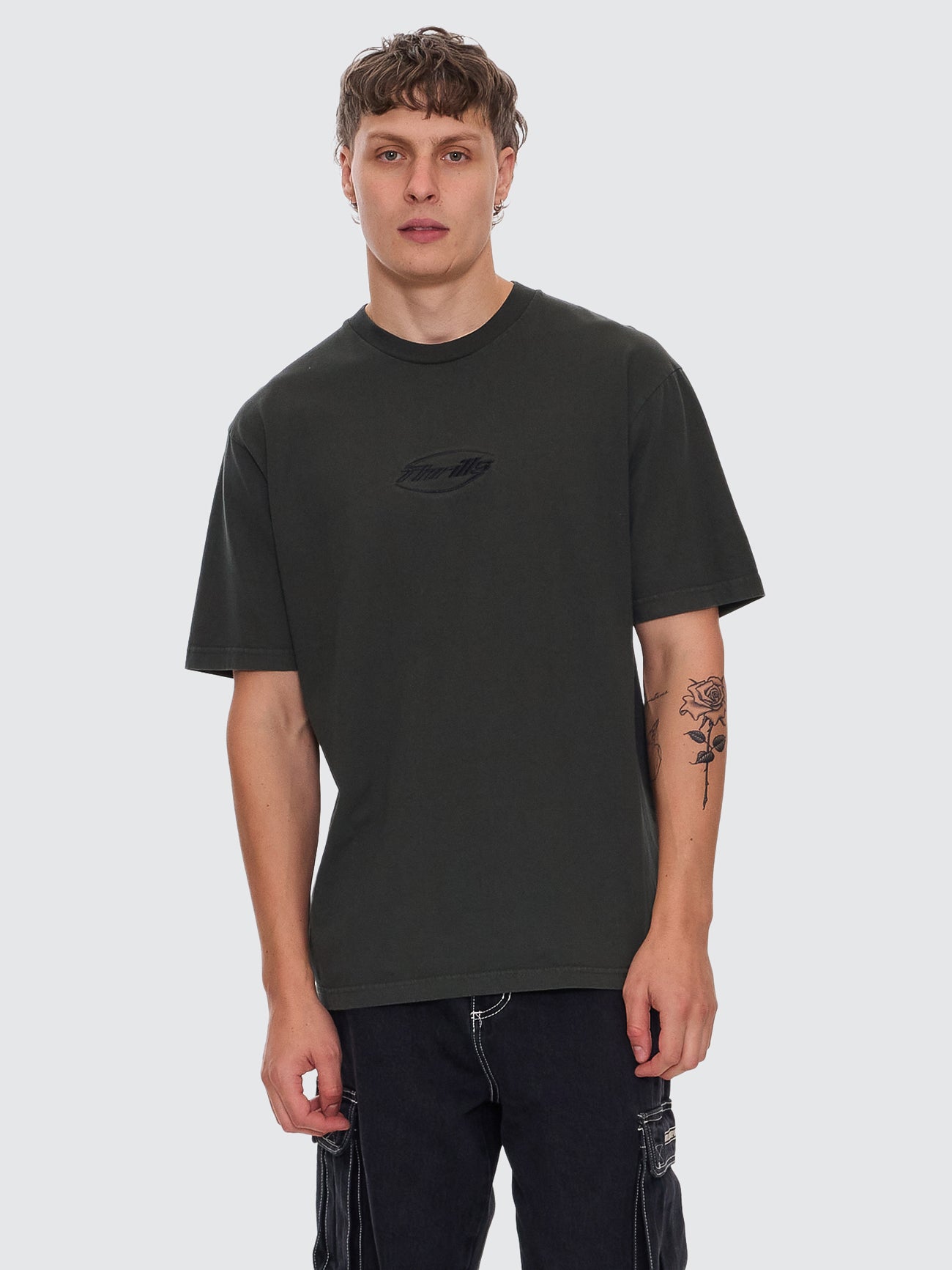 Fortune Favors Embro Oversize Fit Tee - Oil Green XS