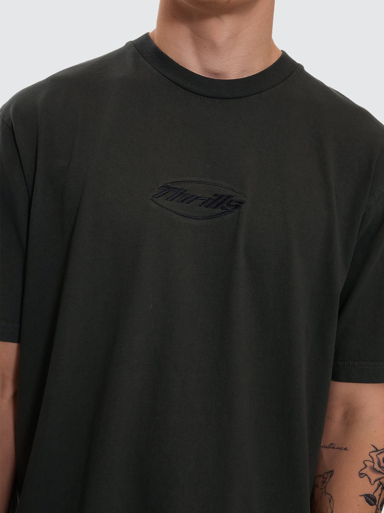 Fortune Favors Embro Oversize Fit Tee - Oil Green XS