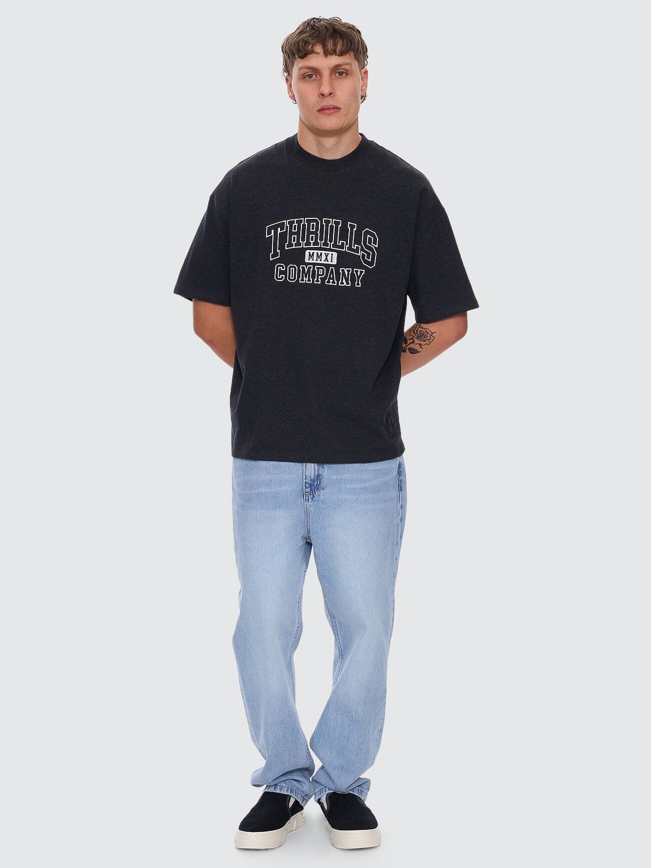 Legacy Box Fit Oversize Tee - Black Marle XS