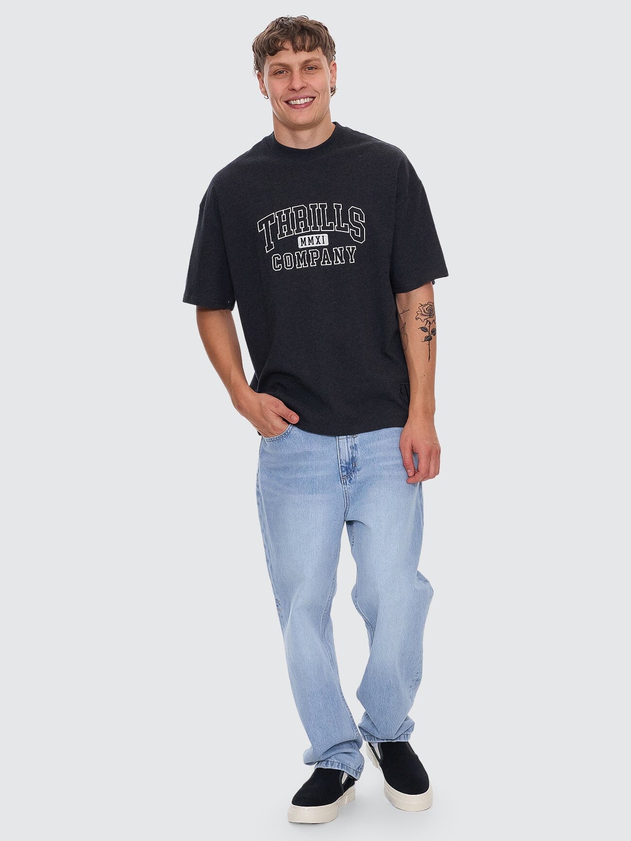 Legacy Box Fit Oversize Tee - Black Marle XS