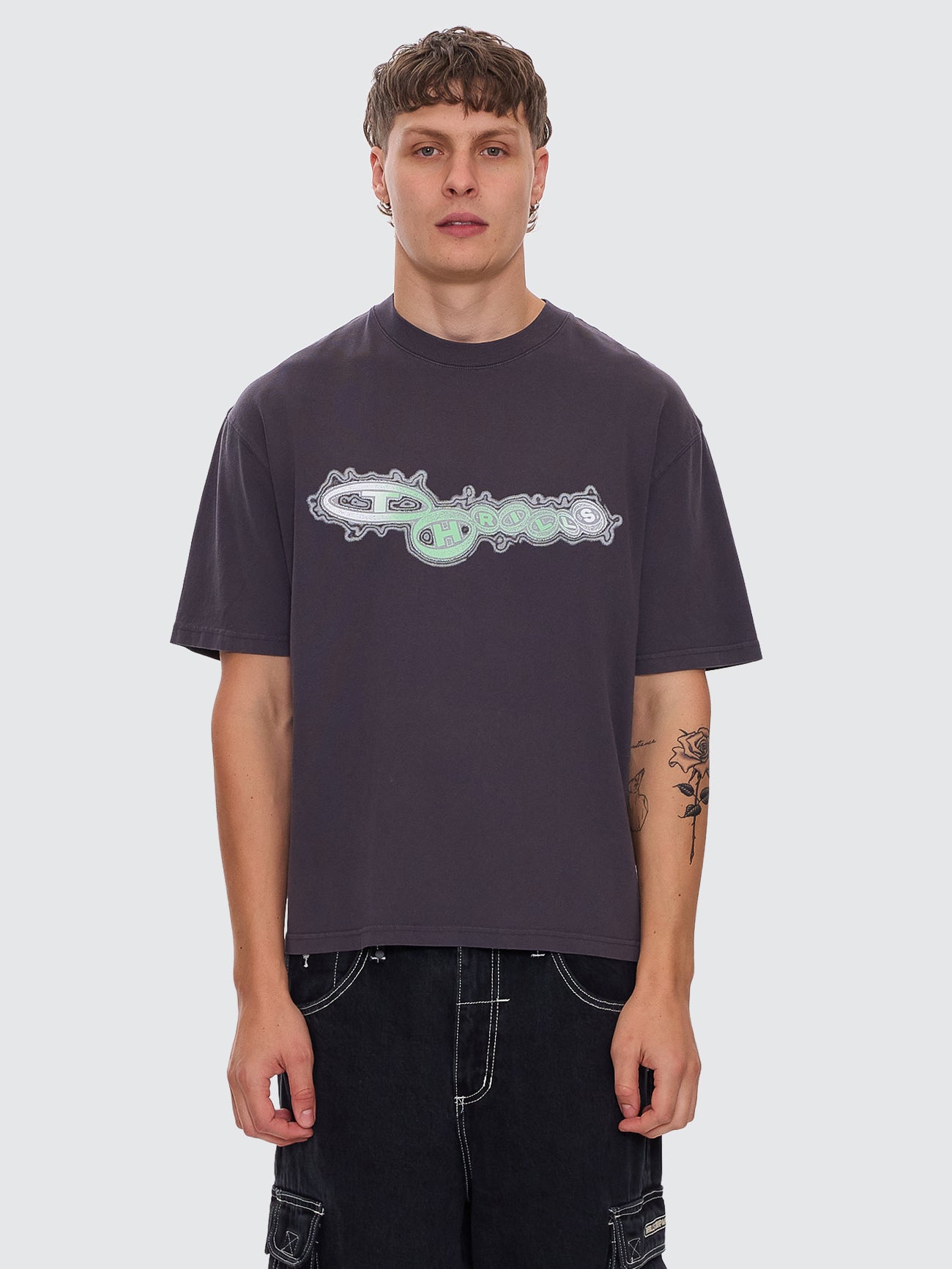 Nocturnal Box Fit Oversize Short Tee - Dark Charcoal XS