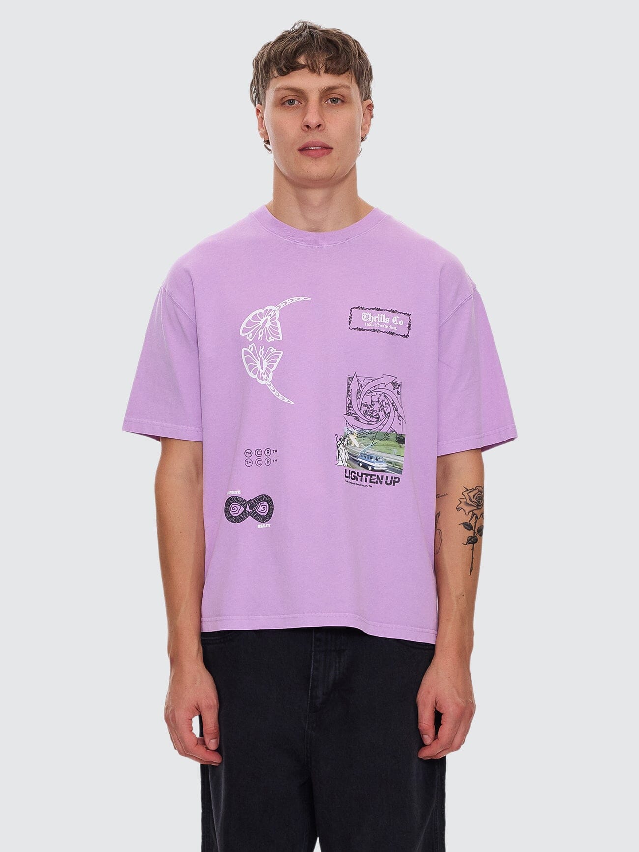 Lighten Up Box Fit Oversize Short Tee - Sheer Lilac XS